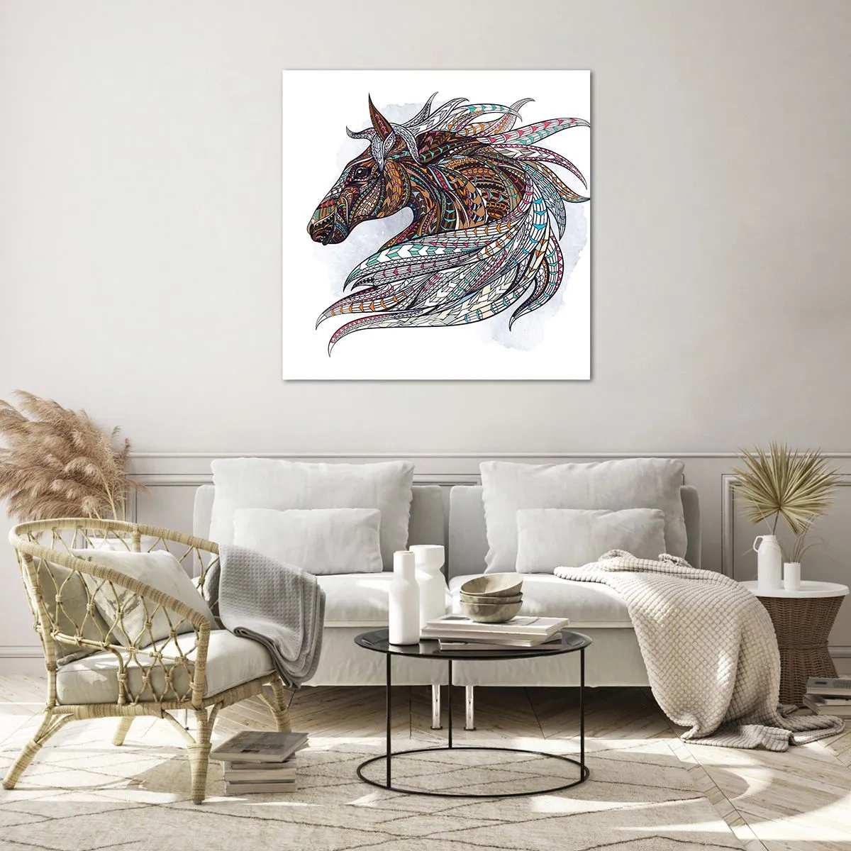 Quadro su vetro - Il destriero del guerriero celtico - 60x60 cm