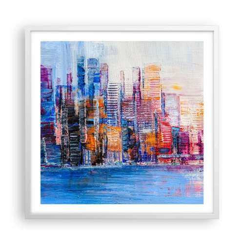 Poster in cornice bianca - Metropoli gioiosa - 60x60 cm