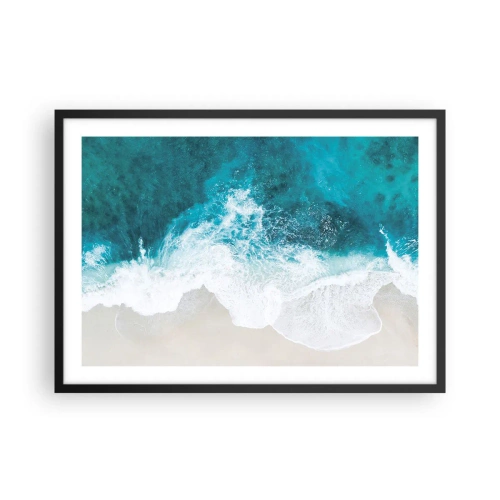 Poster in cornice nera - Onde turchesi dell'oceano sulla sabbia chiara - 70x50cm - Morbidezza naturale - Decorazione murale moderna per soggiorno e camera da letto ARTTOR