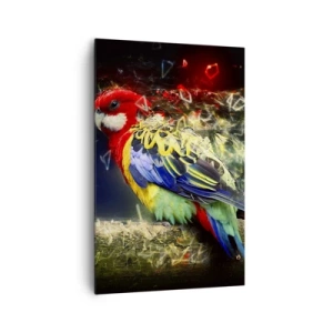 Quadro su tela - Stampe su Tela - Un pappagallo dai colori vivaci su uno sfondo di effetti di luce - 80x120cm - Messaggero di luce - Decorazione murale moderna per soggiorno e camera da letto ARTTOR