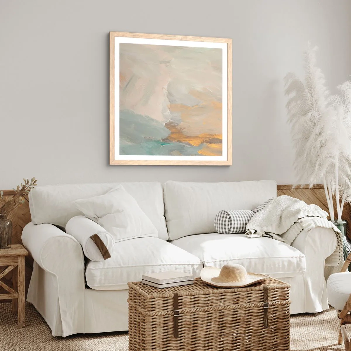 Poster in cornice rovere chiaro - Astrazione: il paese della mitezza - 40x40 cm