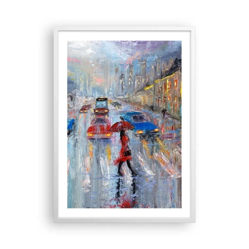 Poster in cornice bianca - Pomeriggio di pioggia in città - 50x70 cm