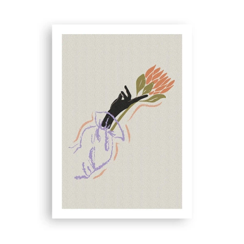 Poster - Disegno astratto di una mano che tiene un mazzo di fiori - 50x70cm - Tocco delicato - Decorazione murale moderna per soggiorno e camera da letto ARTTOR