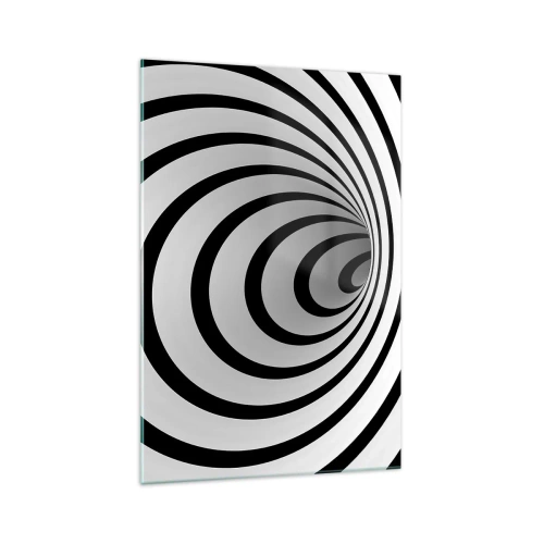 Quadro su vetro - Una spirale in bianco e nero che crea un effetto ipnotico - 70x100cm - Anche tu non riesci a resistere? - Decorazione murale moderna per soggiorno e camera da letto ARTTOR