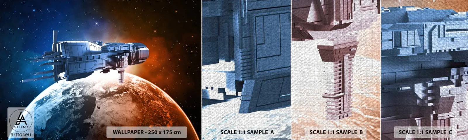 Campione di Fotomurale Premium Canvas - Un attento osservatore - Cosmo, Navicella spaziale, Navetta - 100x30 cm