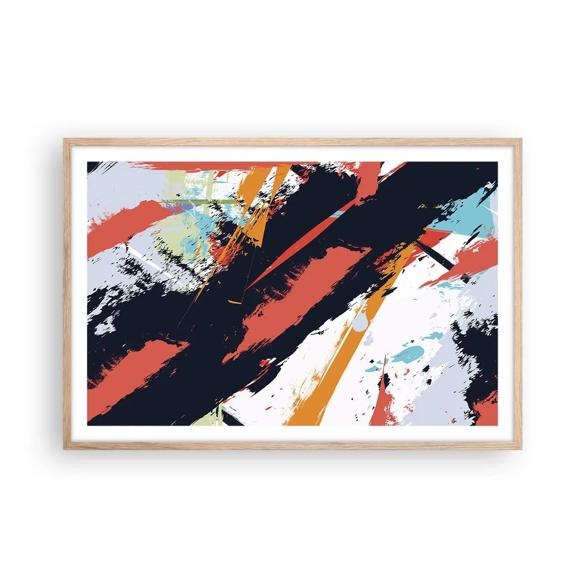 Poster in cornice rovere chiaro - Composizione dinamica - 91x61 cm