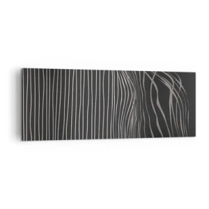 Quadro su tela - Stampe su Tela - Linee bianche su sfondo grigio scuro in una disposizione astratta - 140x50cm - Ritmo e accento - Decorazione murale moderna per soggiorno e camera da letto ARTTOR