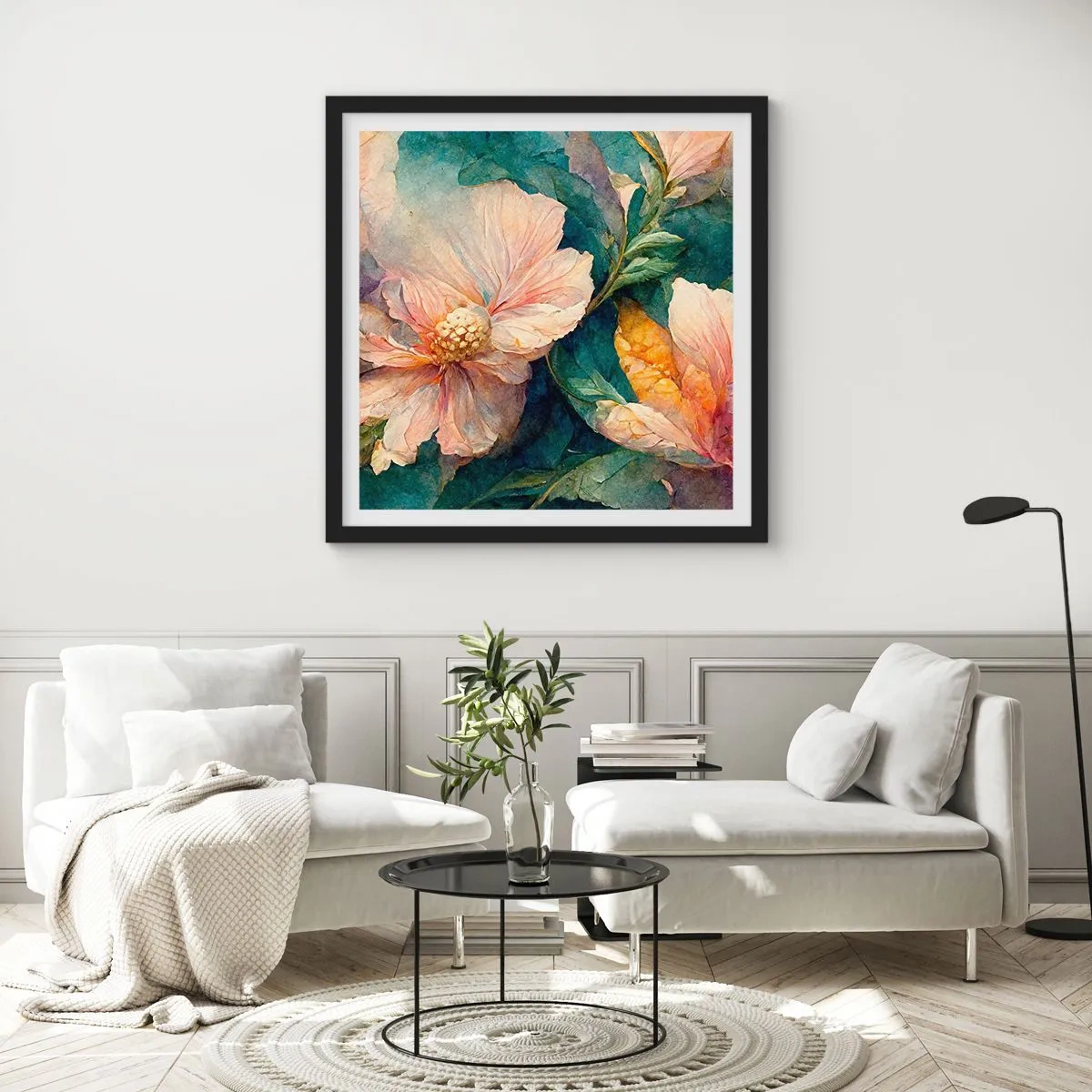 Poster in cornice nera - Delicatezza pura - 30x30 cm