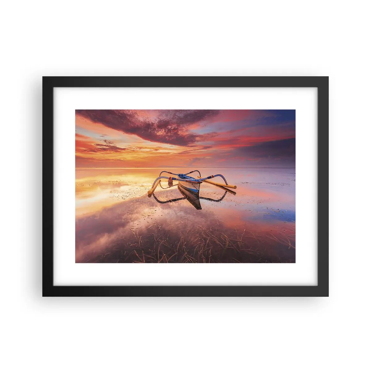 Poster in cornice nera - La pace della sera tropicale - 40x30 cm