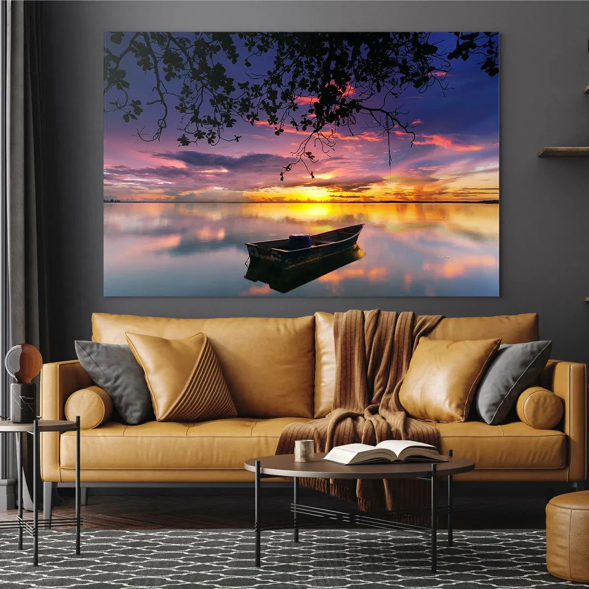 Quadro su vetro - Sembra che tu sia sospeso nel mezzo di un cerchio di cielo... - 100x70cm - Ti sembra di essere sospeso nel cielo... - Decorazione murale moderna per soggiorno e camera da letto ARTTOR