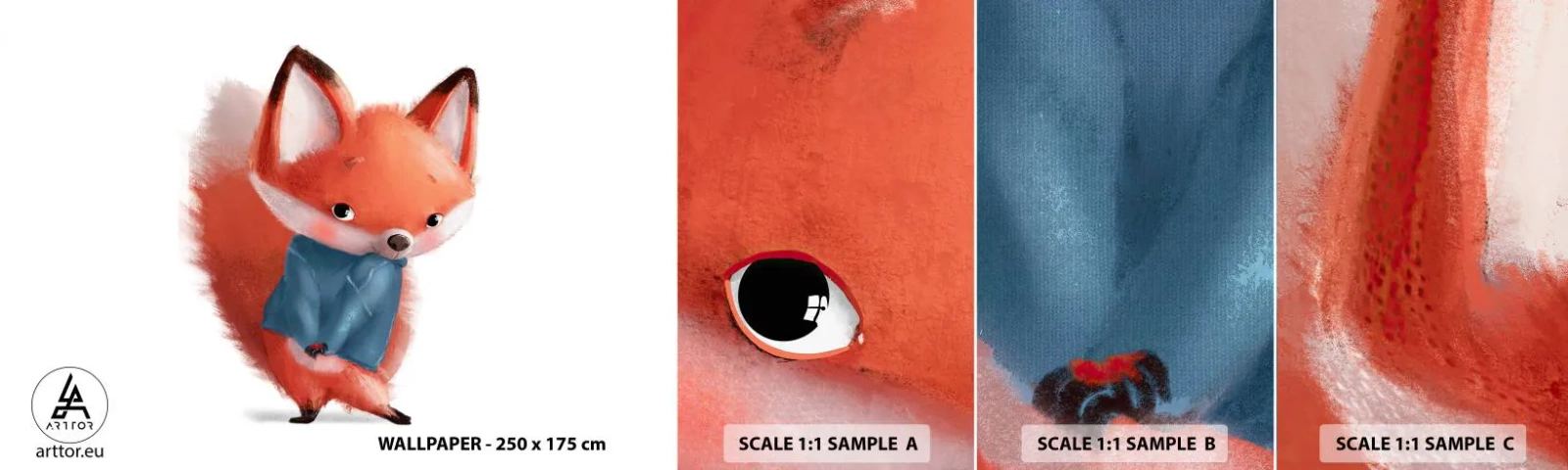 Campione Di Fotomurale Standard Eco - Ci sto bene? - Per bambini, Volpe, Fiaba - 100x30 cm