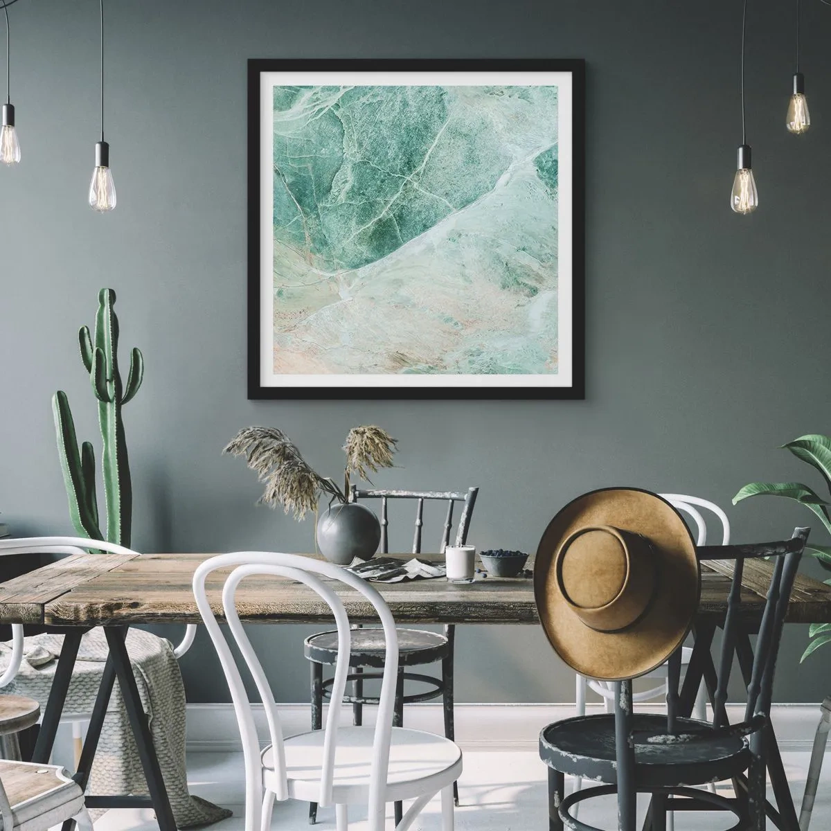 Poster in cornice nera - Il freddo nobile della pietra - 40x40 cm