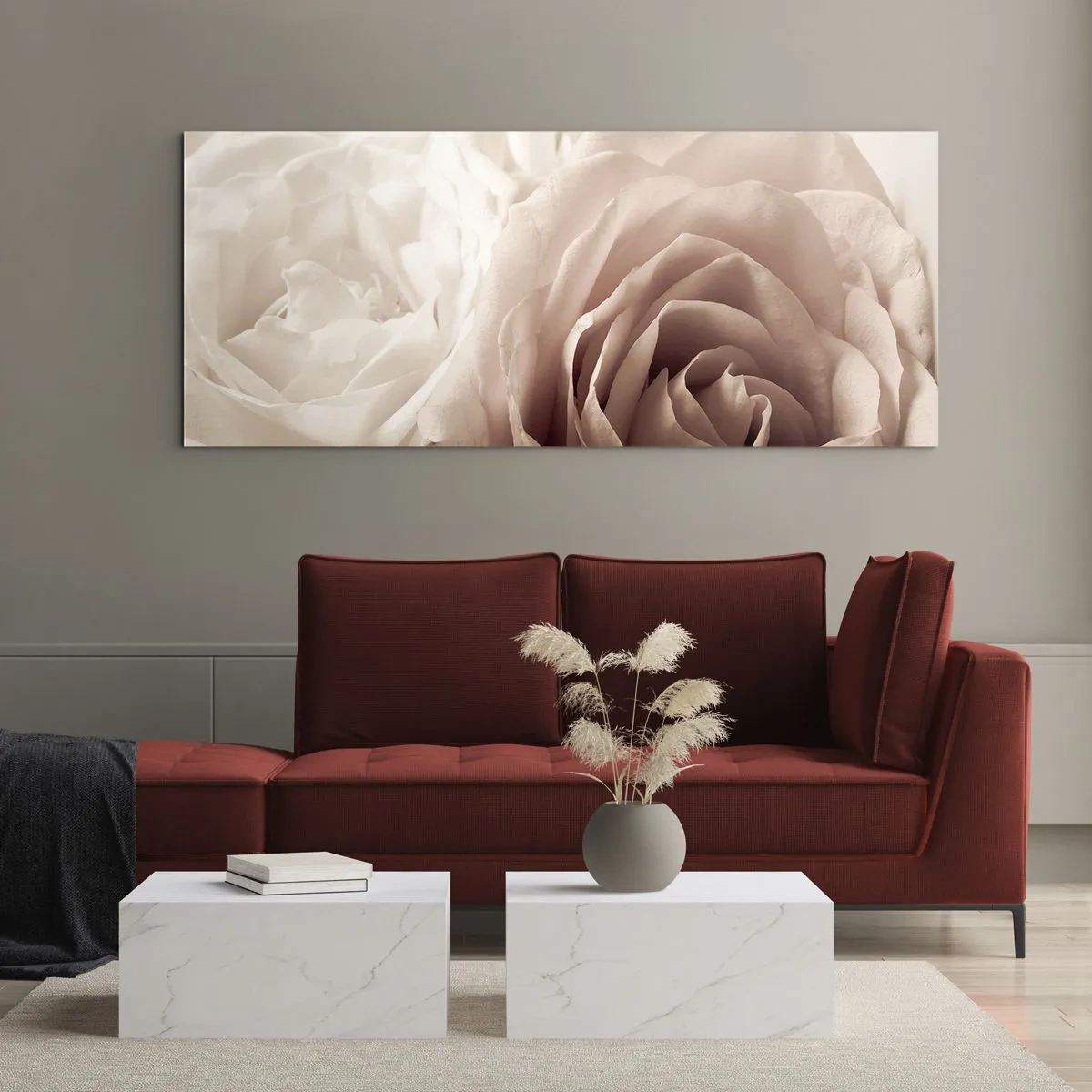 Quadro su vetro - Nel cuore della rosa - 100x40 cm