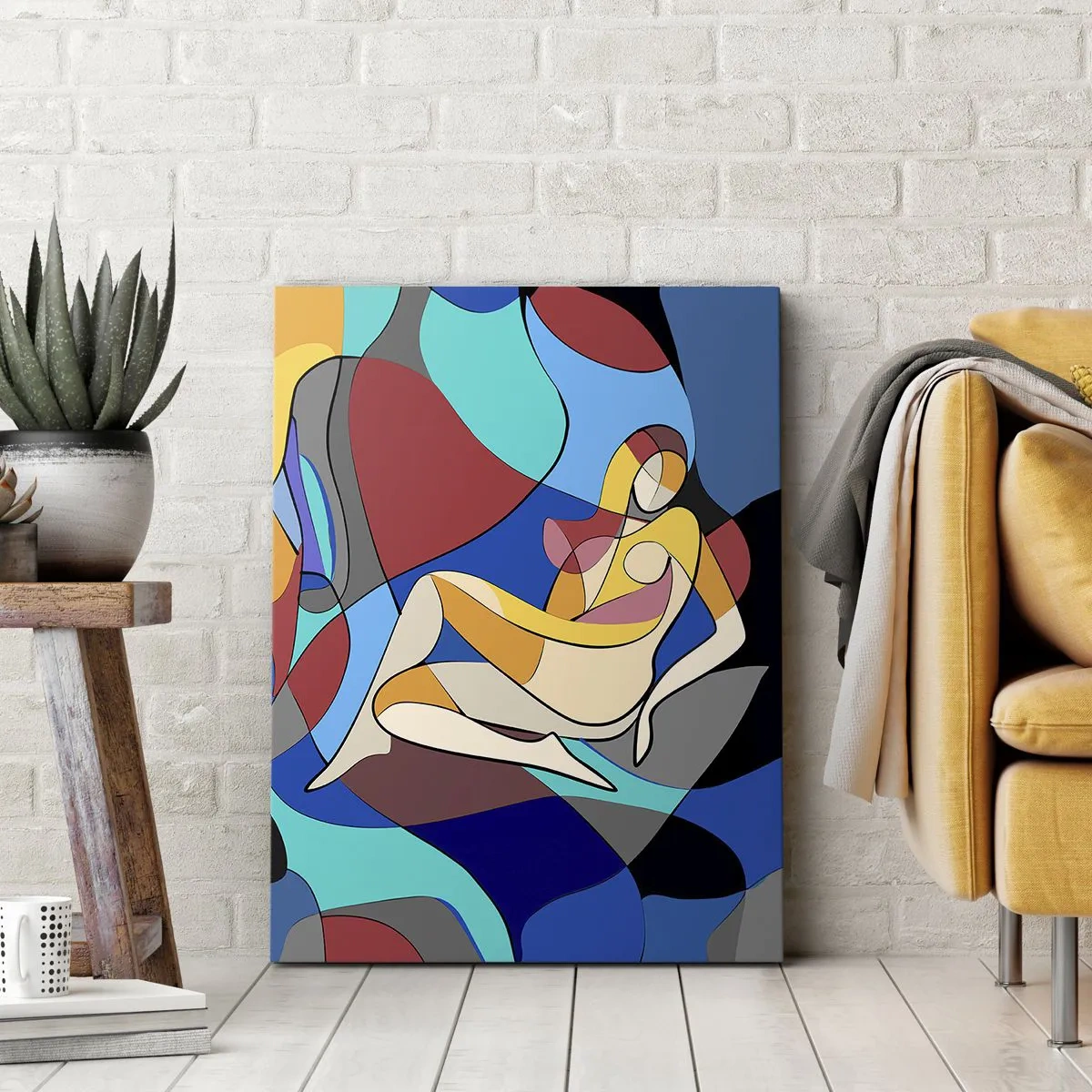 Quadro su tela - Stampe su Tela - Nudo colorato in stile cubista - 70x100cm - Nudo cubista - Decorazione murale moderna per soggiorno e camera da letto ARTTOR