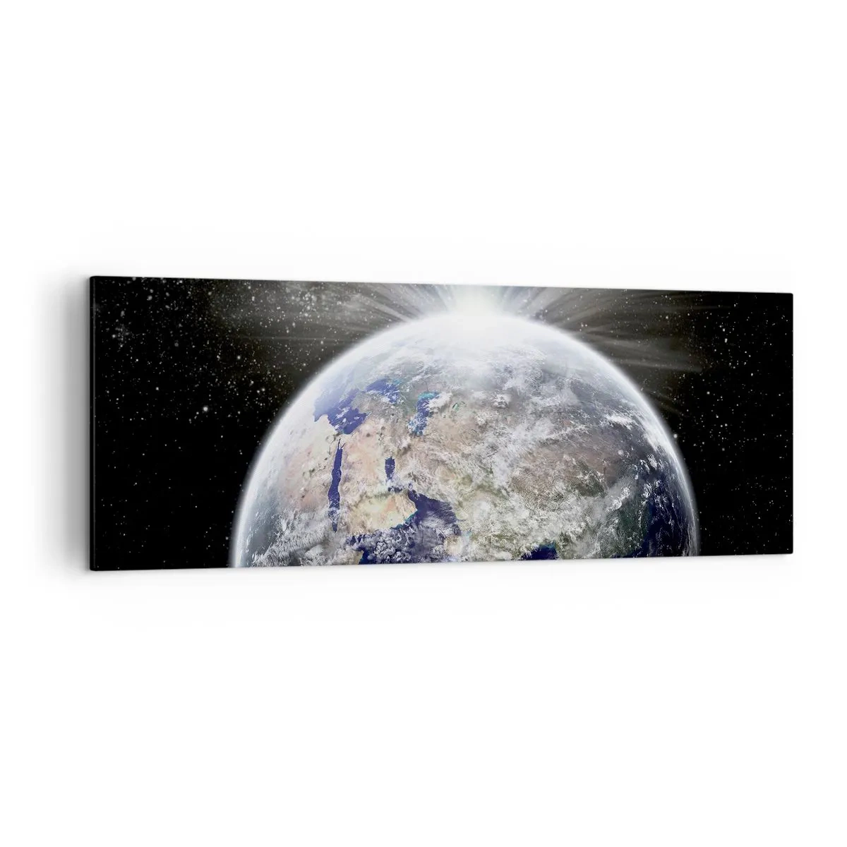Quadro su tela - Stampe su Tela - Terra e Luna illuminate dal bagliore dello spazio - 140x50cm - In pieno splendore - Decorazione murale moderna per soggiorno e camera da letto ARTTOR