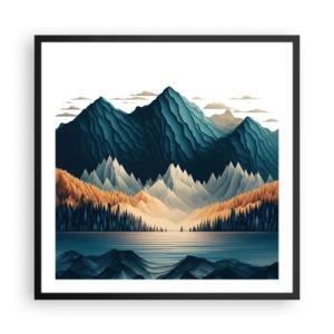 Poster in cornice nera - Perfetto paesaggio montano - 60x60 cm