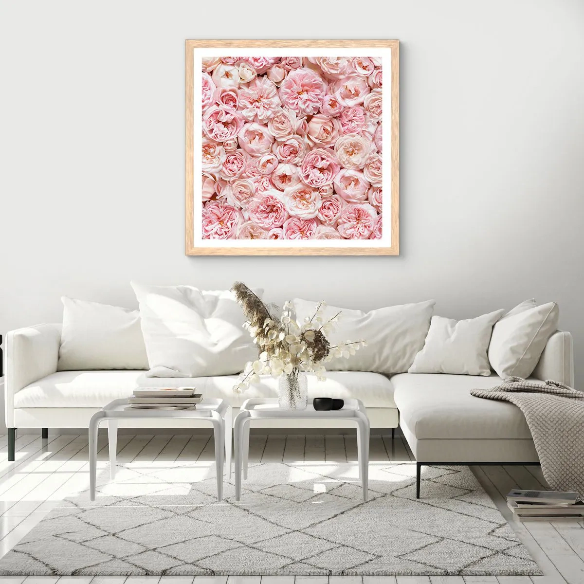 Poster in cornice rovere chiaro - Coperto di rose - 60x60 cm