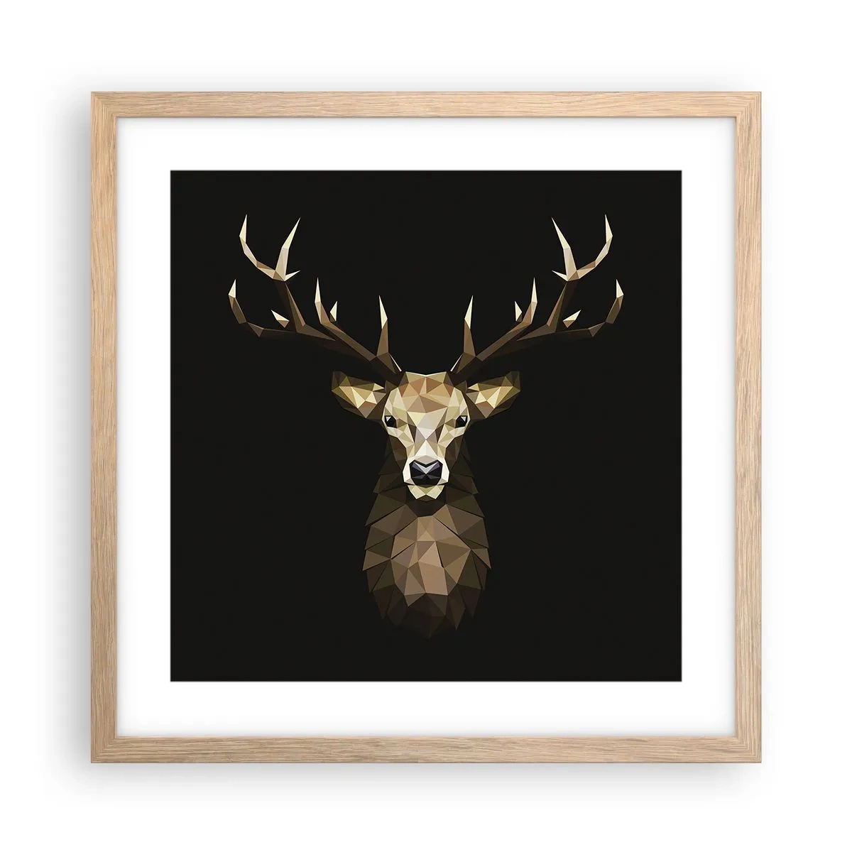 Poster in cornice rovere chiaro - Cervo cubista - 40x40 cm