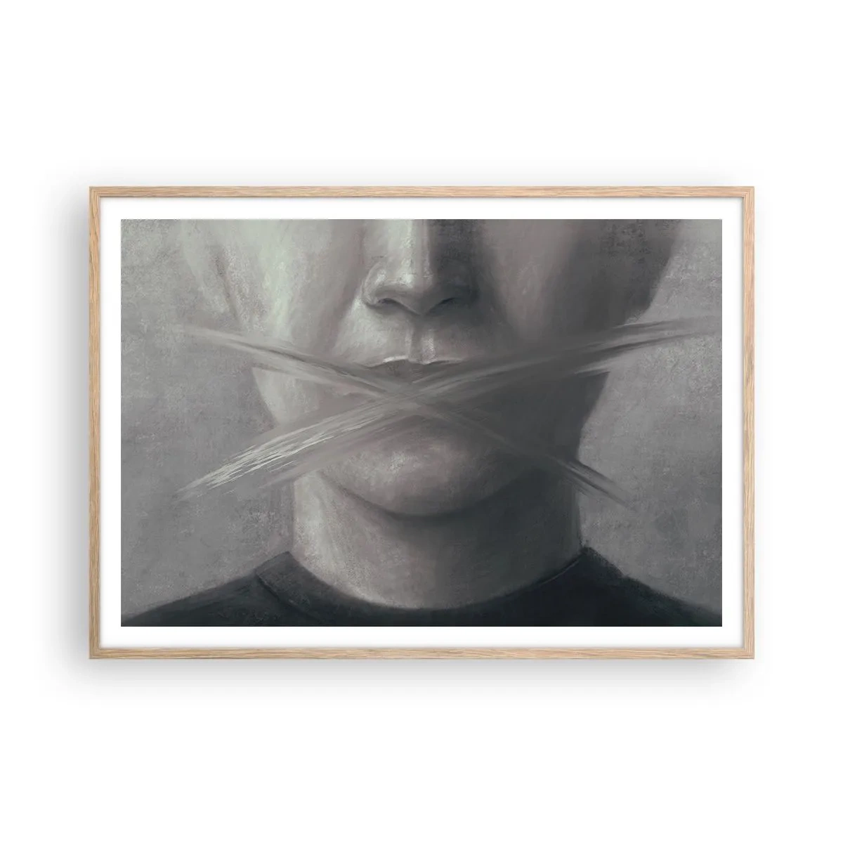 Poster in cornice rovere chiaro - Neanche una parola - 100x70 cm