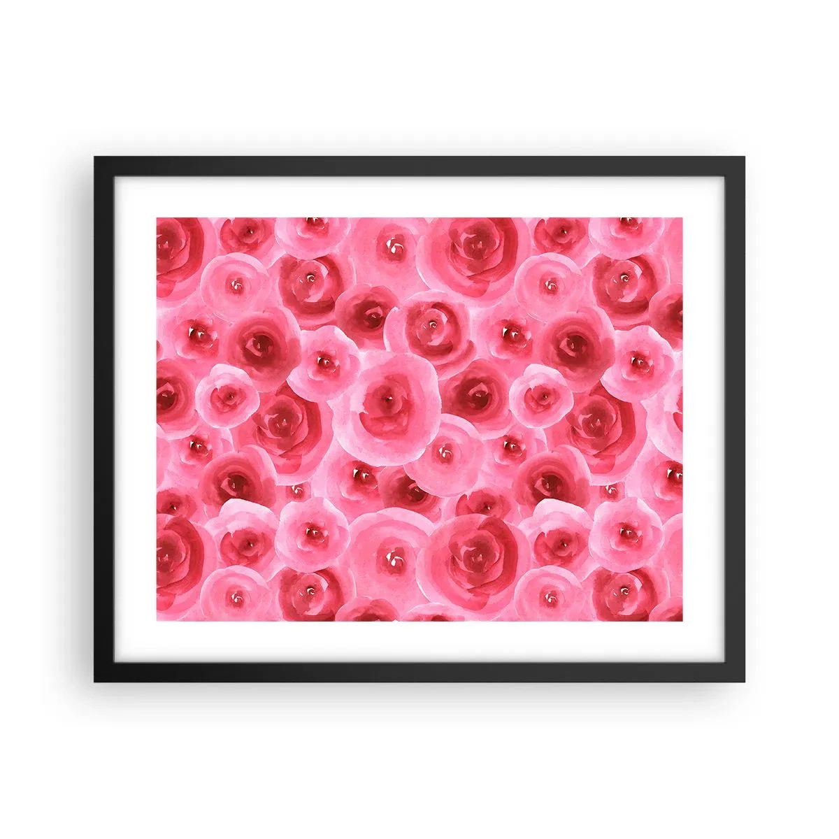 Poster in cornice nera - Rose in alto e in basso - 50x40 cm