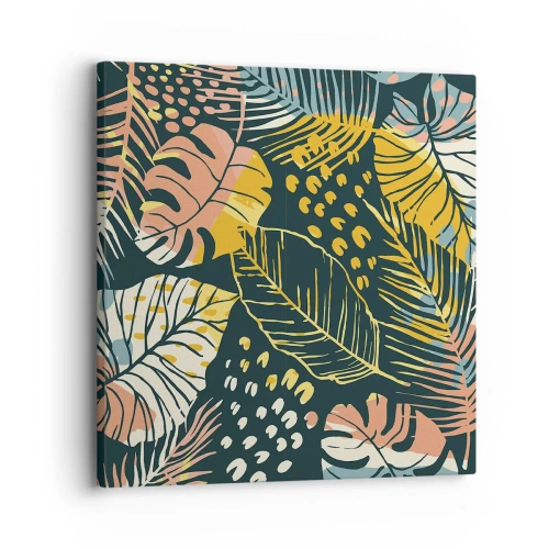 Quadro su tela - Stampe su Tela - Fantasia di foglie - 30x30 cm