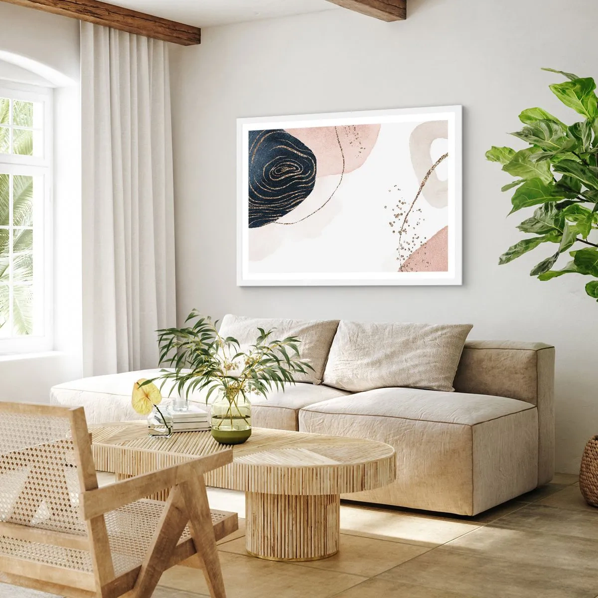 Poster in cornice bianca - Tutto scorre - 50x40 cm