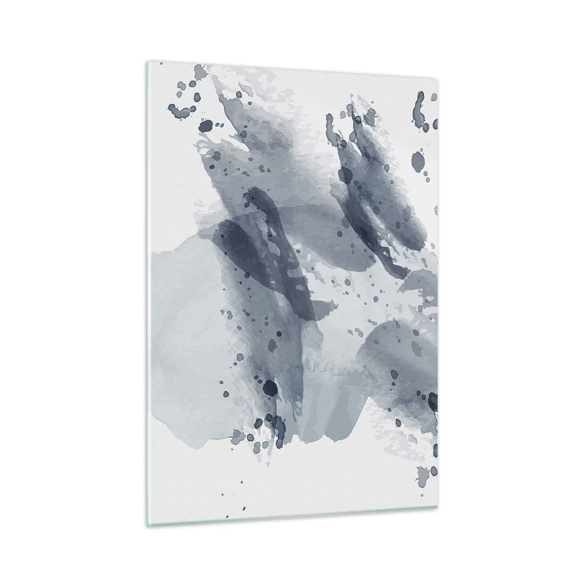 Quadro su vetro - Macchie di acquerello blu-grigio che ricordano l'acqua in movimento - 50x70cm - Studio della natura dell'acqua - Decorazione murale moderna per soggiorno e camera da letto ARTTOR