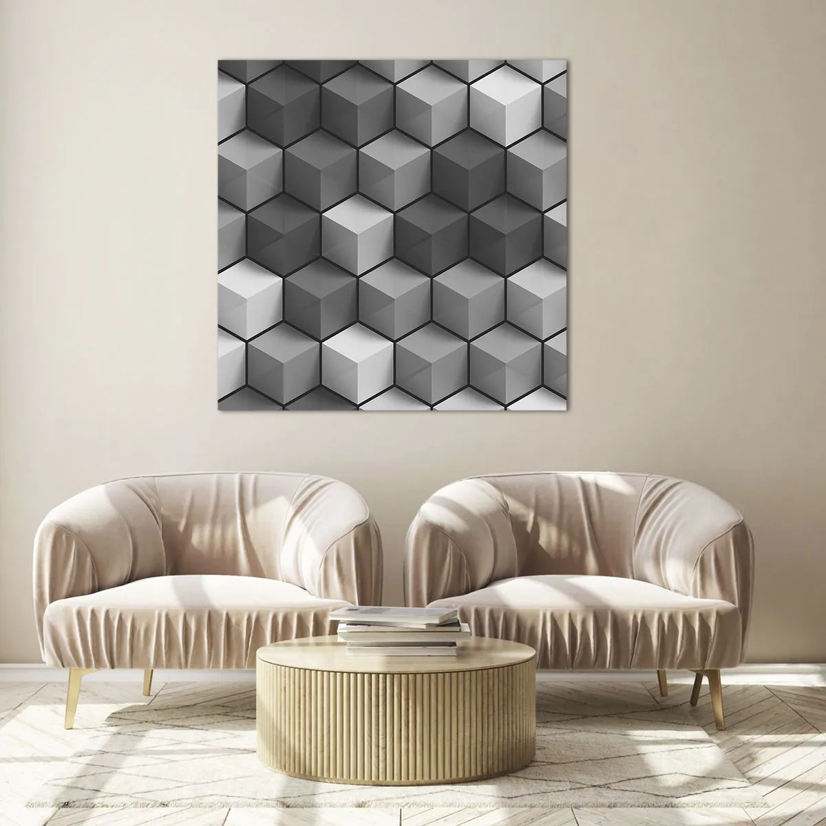 Quadro su vetro - Puzzle cubista - 70x70 cm