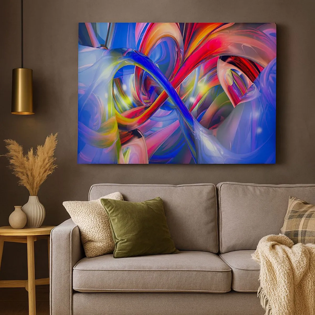 Quadro su tela - Stampe su Tela - Composizioni geometriche astratte e colorate in forme dinamiche - 70x50cm - La danza dei colori - Decorazione murale moderna per soggiorno e camera da letto ARTTOR