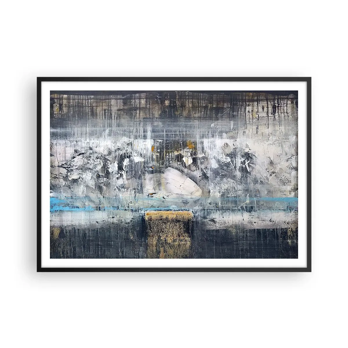 Poster in cornice nera - Composizione astratta in toni freddi - 100x70cm - Talvolta è facile, talvolta è difficile - Decorazione murale moderna per soggiorno e camera da letto ARTTOR