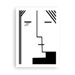 Poster - Un volto minimalista e astratto in stile bianco e nero. - 50x70cm - Semplicemente un bacio - Decorazione murale moderna per soggiorno e camera da letto ARTTOR