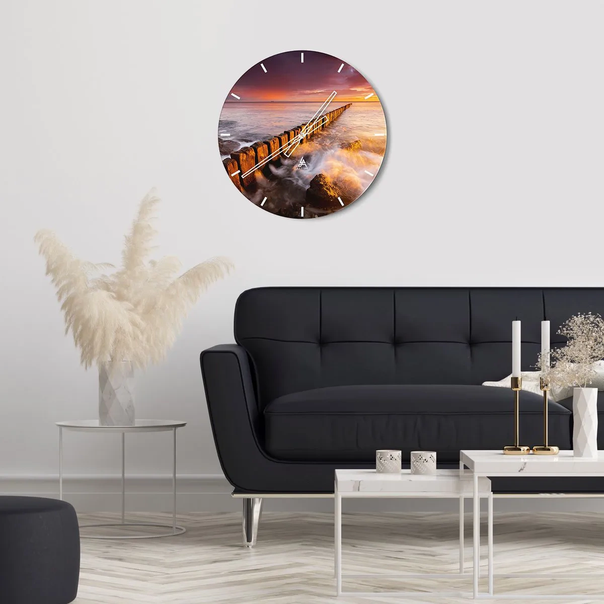 Orologio da parete - Orologio in Vetro - La mitezza delle onde - 30x30 cm