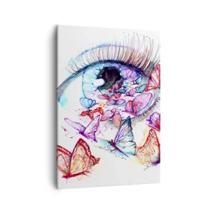 Quadro su tela - Stampe su Tela - Un occhio acquerello circondato da farfalle colorate - 50x70cm - Occhio incantato - Decorazione murale moderna per soggiorno e camera da letto ARTTOR
