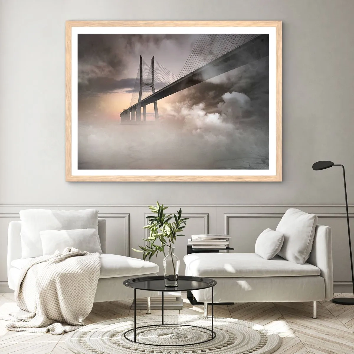 Poster in cornice rovere chiaro - Sul fiume che non c'è - 100x70 cm