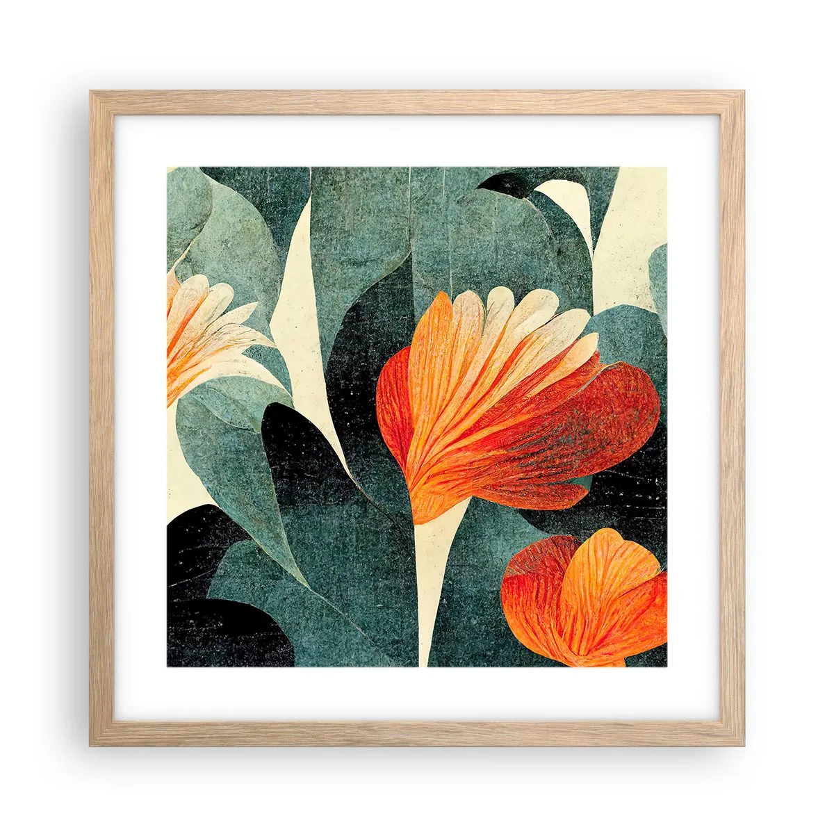 Poster in cornice rovere chiaro - Caldo dei tropici e fresco del verde - 40x40 cm