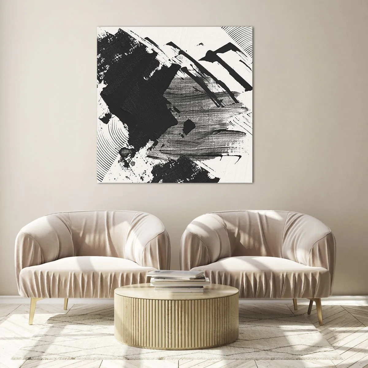 Quadro su vetro - Astrazione: espressione di nero - 30x30 cm