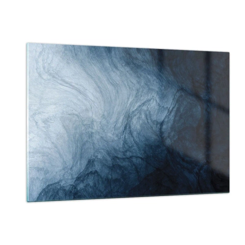 Quadro su vetro - Profondità astratta nelle tonalità del blu navy e del grigio - 120x80cm - Arrivando in profondità - Decorazione murale moderna per soggiorno e camera da letto ARTTOR