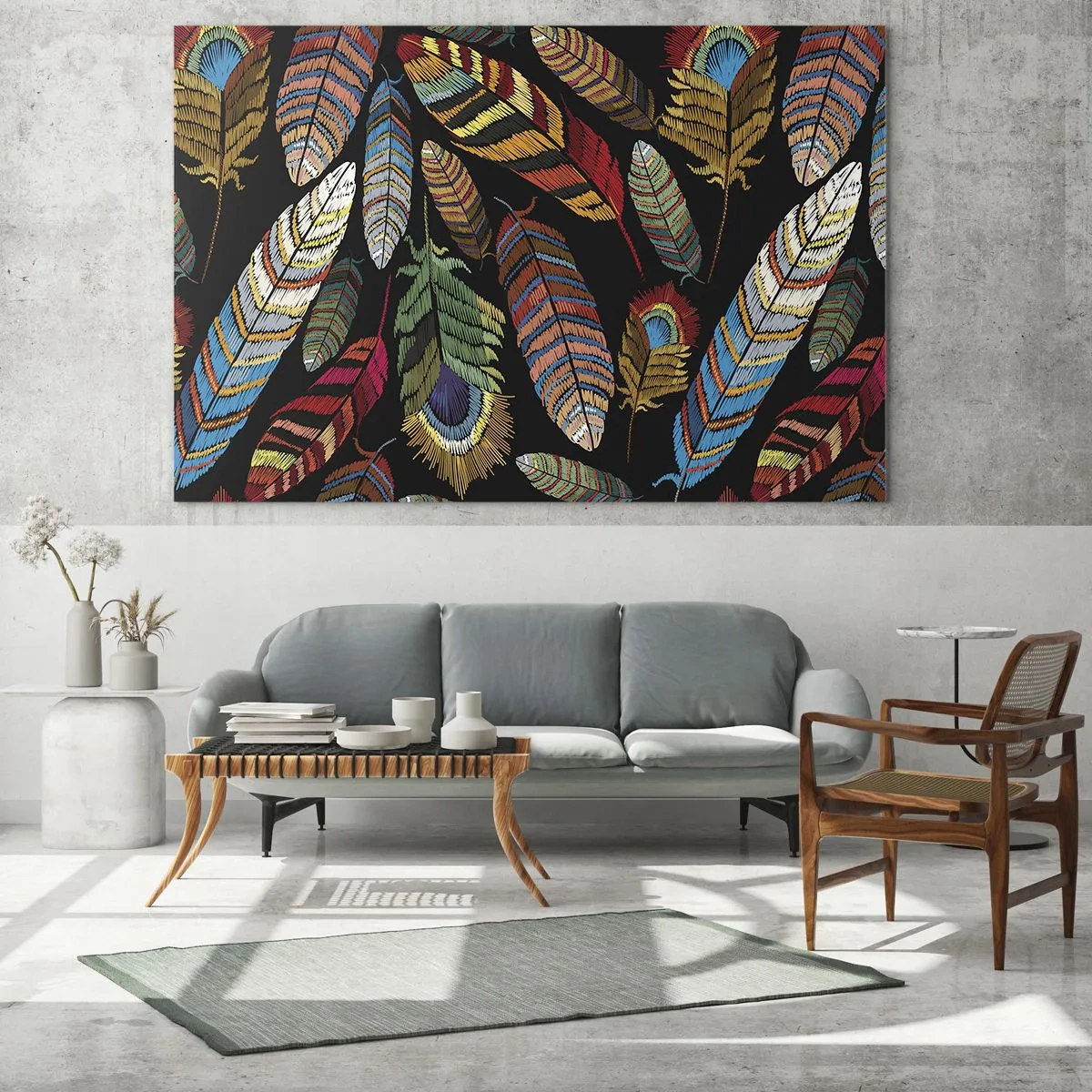 Quadro su vetro - Il carnevale degli uccelli - 90x30 cm