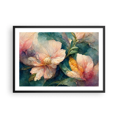 Poster in cornice nera - Fiori delicati in colori pastello - 70x50cm - Delicatezza pura - Decorazione murale moderna per soggiorno e camera da letto ARTTOR