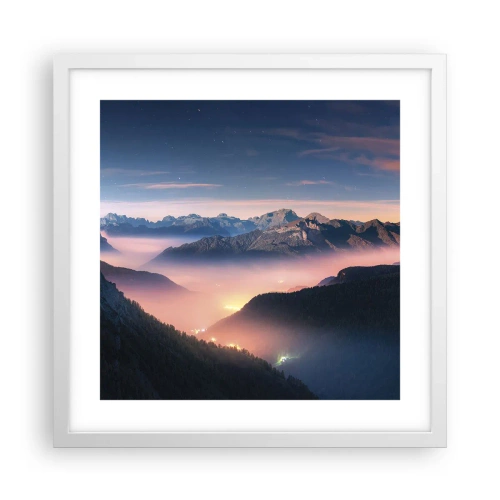 Poster in cornice bianca - La luce nelle valli - 40x40 cm