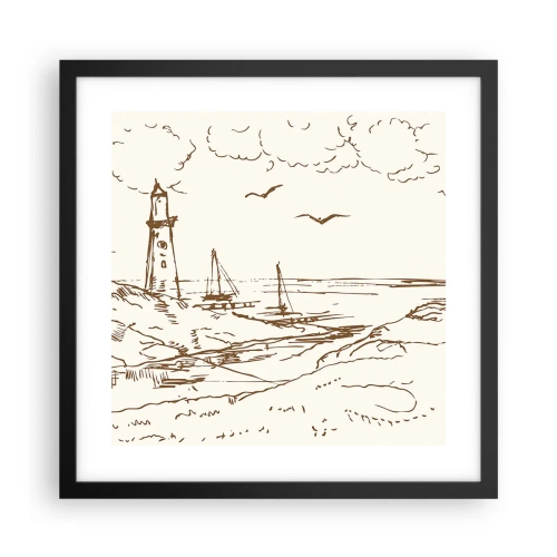 Poster in cornice nera - Schizzo dei ricordi d'estate - 40x40 cm