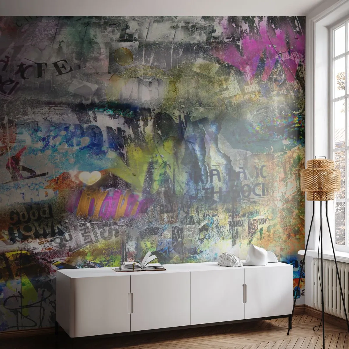 Fotomurali Standard Eco - Collage di ricordi - Graffiti, Murale, Modello moderno - 400x280 cm