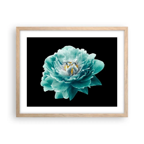 Poster in cornice rovere chiaro - Petali blu e oro - 50x40 cm