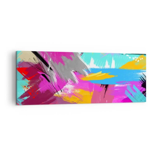 Quadro su tela - Stampe su Tela - Astrazione dinamica in colori intensi - 140x50cm - Pennellata dopo pennellata - Decorazione murale moderna per soggiorno e camera da letto ARTTOR