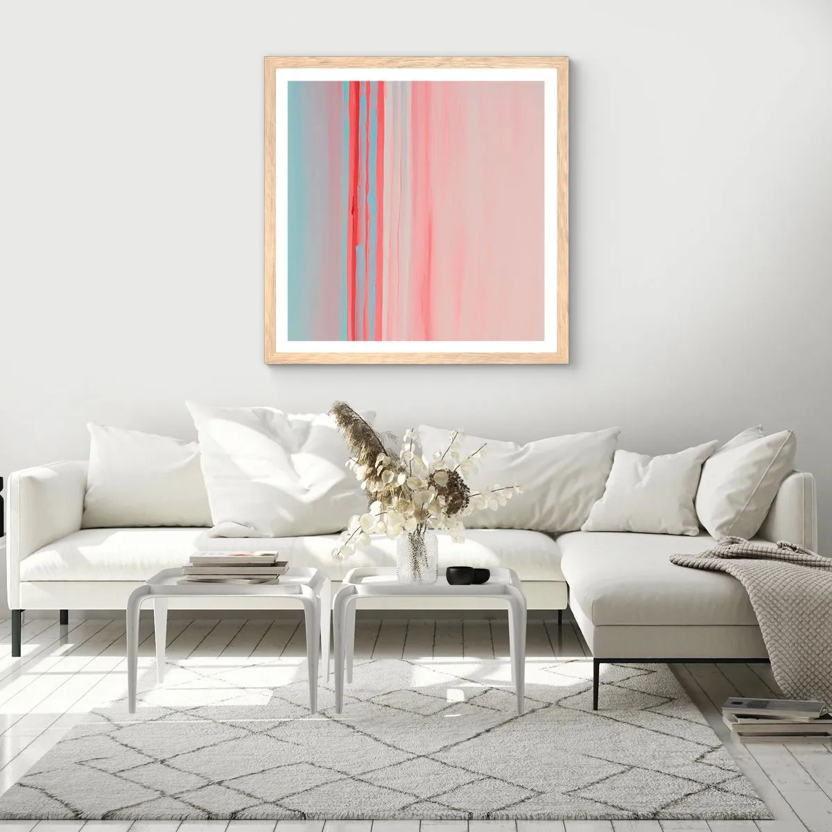 Poster in cornice rovere chiaro - Astrazione all'alba - 40x40 cm