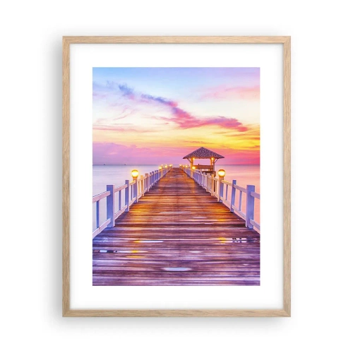 Poster in cornice rovere chiaro - Silenzio della sera in lilla e oro - 40x50 cm