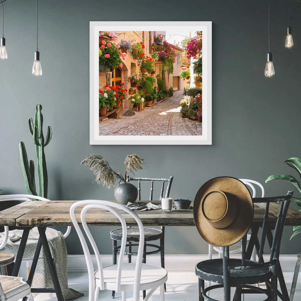 Poster in cornice bianca - Un'esplosione di fiori - 60x60 cm