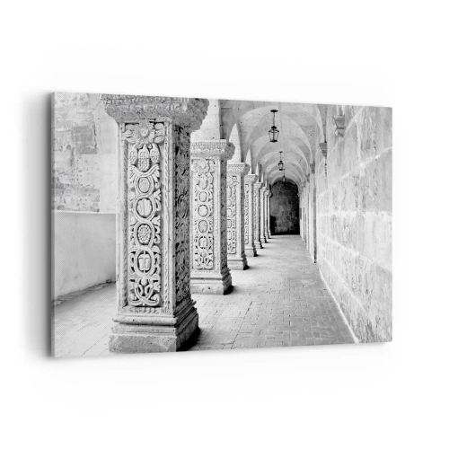 Quadro su tela - Stampe su Tela - Colonne storiche in uno scatto monocromatico - 120x80cm - Dove porterà? - Decorazione murale moderna per soggiorno e camera da letto ARTTOR