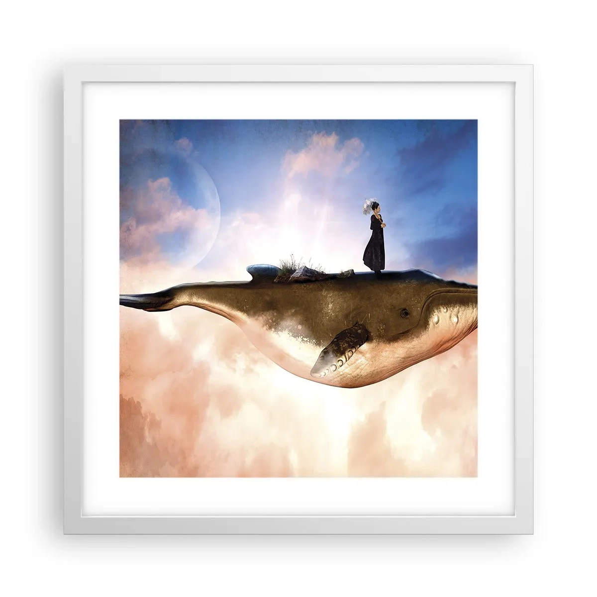 Poster in cornice bianca - Viaggio surreale - 40x40 cm