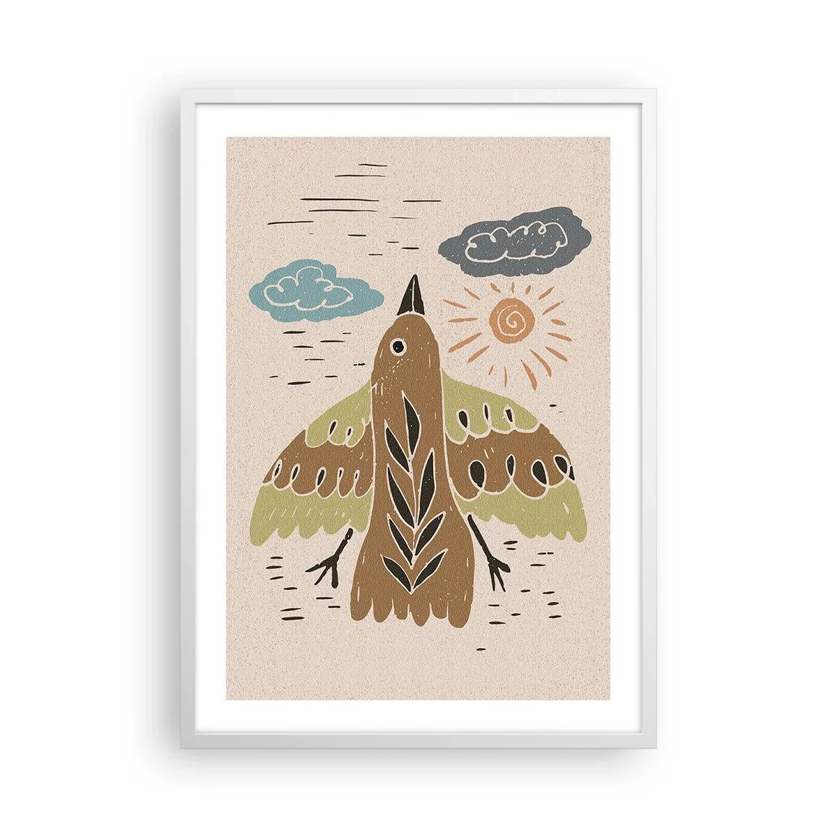 Poster in cornice bianca - Volo gioioso - 50x70 cm